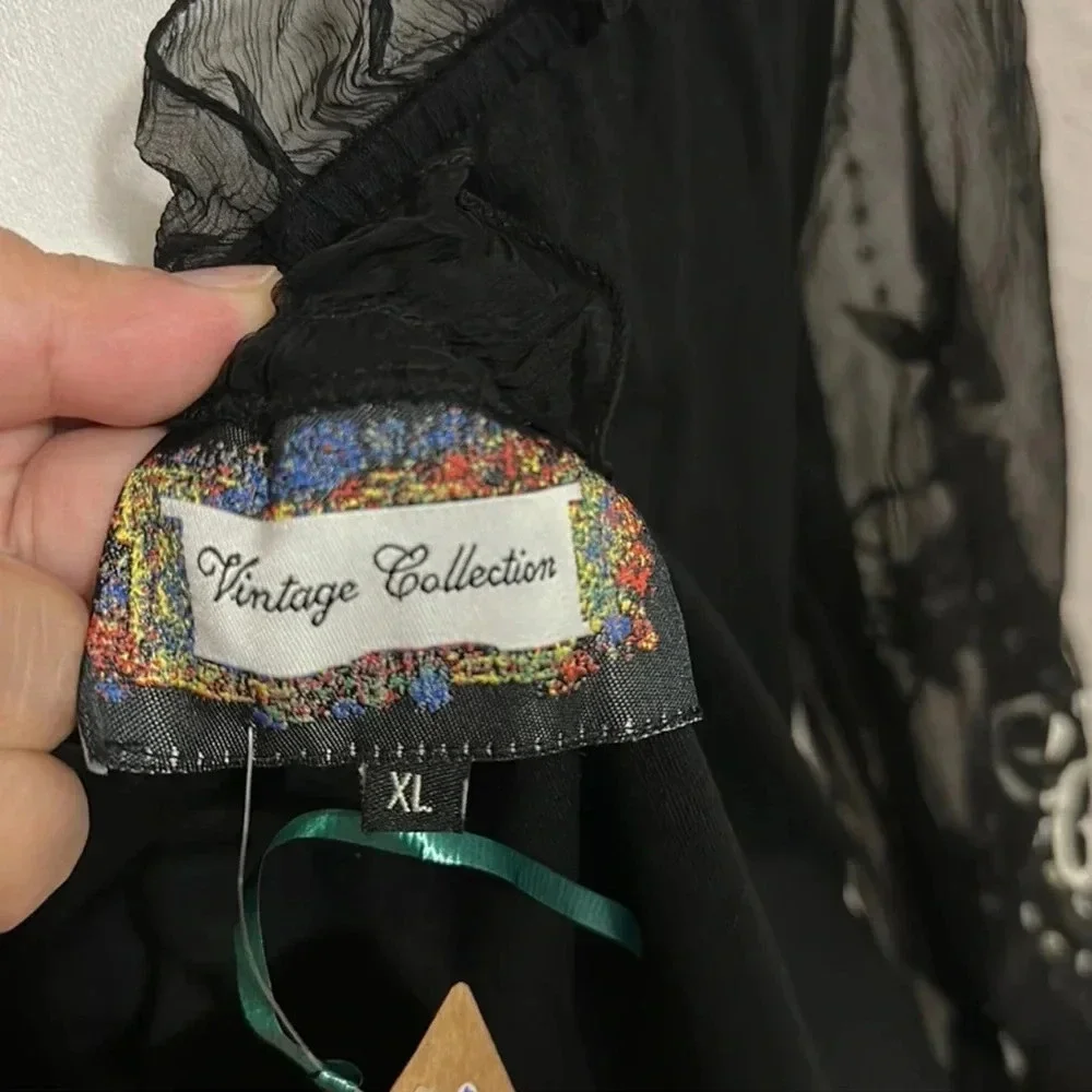 Vintage Collection off shoulder embroidered longsleeve tops size XL - Picture 8 of 9